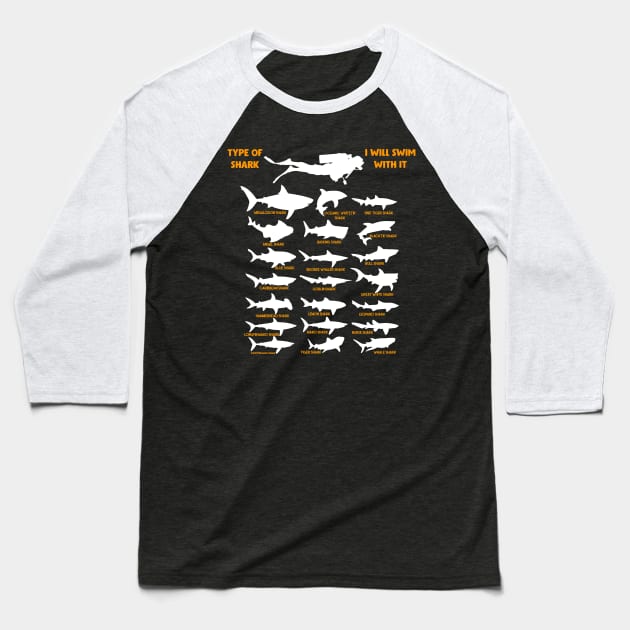 21 Types of sharks Baseball T-Shirt by Flipodesigner